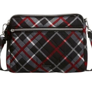 Vera Bradley Paris Plaid Triple Zip Shoulder Bag/Crossbody NWOT